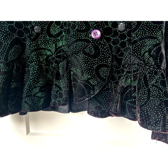 Scott McClintock Sportswear Black Velvet Green Glitter Womens Blazer Size 10 VTG - Picture 3 of 10